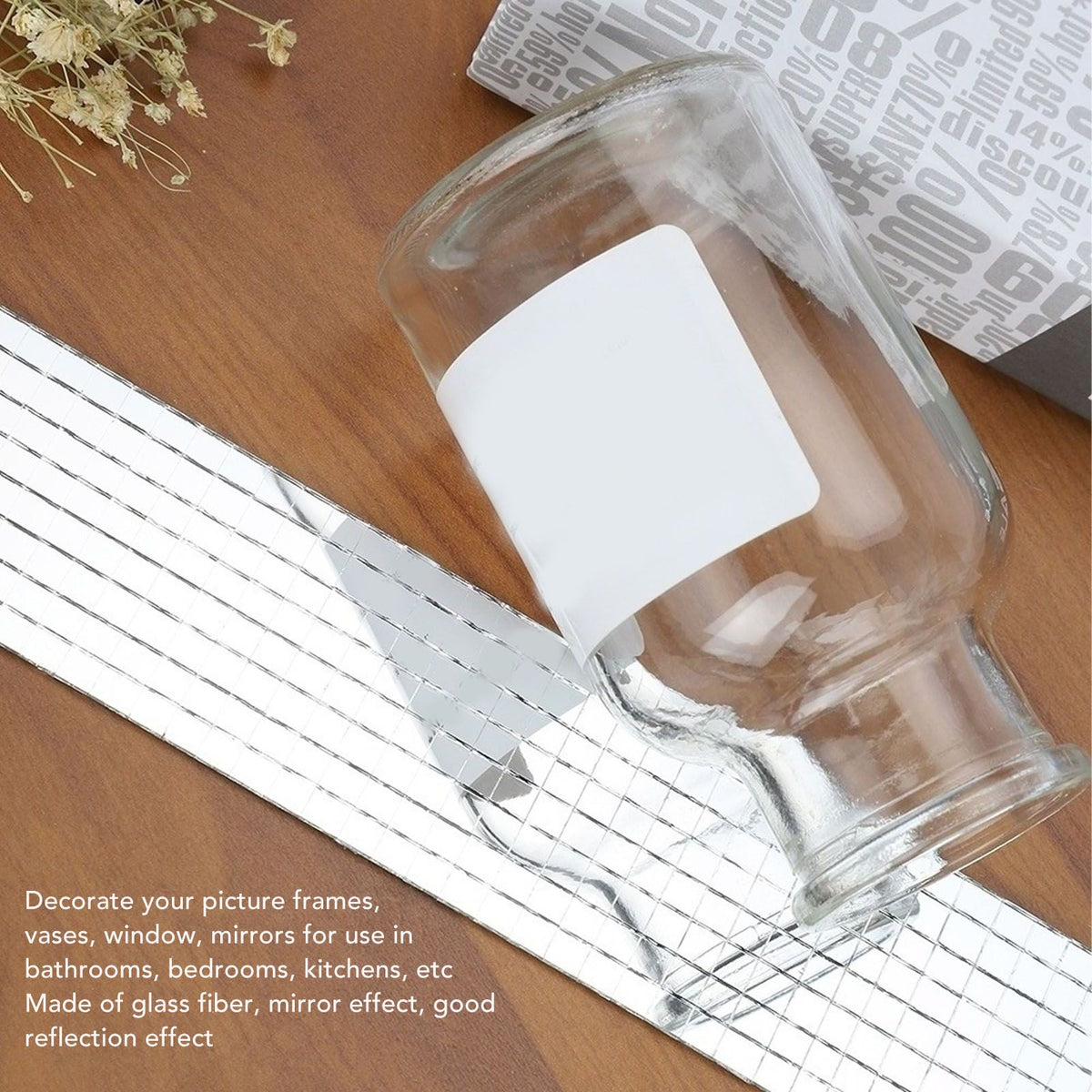 1600Pcs Self Adhesive Mirror Mosaic Sheet Adhesive Mosaic Square Glass Tile Sticker for Home Decorating Silver