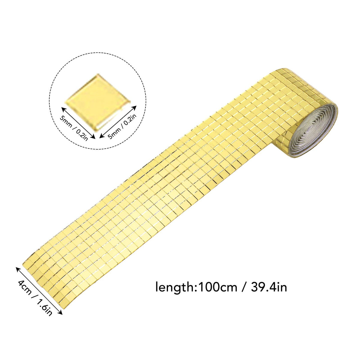 1600Pcs Self Adhesive Mirror Mosaic Sheet Adhesive Mosaic Square Glass Tile Sticker for Home Decorating Gold