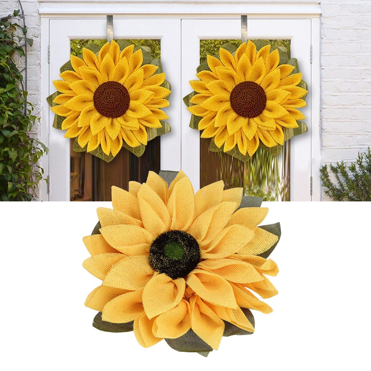 Sunflower Wreath for Front Door Round Artificial Yellow Sunflower Wreath for Front Door Window Party Home Decor 15.7in