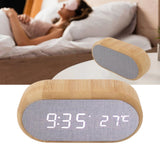 Wooden Alarm Clock Digital Voice Control LED Glowing USB Plug in Electronic Alarm Clock Home Decoration