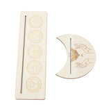 2 Pieces Wooden Tarot Card Stand Holder Stable Moon Shape and Rectangle Wooden Tarot Card Display Stand Base Type A - Low Angle