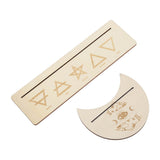 2 Pieces Wooden Tarot Card Stand Holder Stable Moon Shape and Rectangle Wooden Tarot Card Display Stand Base Type B - Front View