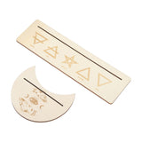 2 Pieces Wooden Tarot Card Stand Holder Stable Moon Shape and Rectangle Wooden Tarot Card Display Stand Base Type B - Side View