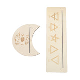 2 Pieces Wooden Tarot Card Stand Holder Stable Moon Shape and Rectangle Wooden Tarot Card Display Stand Base Type B
