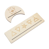 2 Pieces Wooden Tarot Card Stand Holder Stable Moon Shape and Rectangle Wooden Tarot Card Display Stand Base Type B - Rear View
