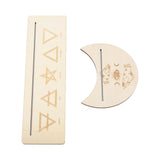 2 Pieces Wooden Tarot Card Stand Holder Stable Moon Shape and Rectangle Wooden Tarot Card Display Stand Base Type B - Low Angle