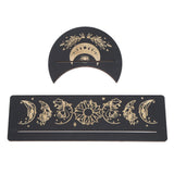 2 Pieces Wooden Tarot Card Stand Holder Moon Shape and Rectangle Wooden Tarot Card Display Stand Base Black Type A