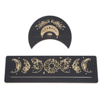 2 Pieces Wooden Tarot Card Stand Holder Moon Shape and Rectangle Wooden Tarot Card Display Stand Base Black Type A