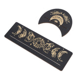 2 Pieces Wooden Tarot Card Stand Holder Moon Shape and Rectangle Wooden Tarot Card Display Stand Base Black Type A - Top-Down View