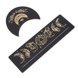 2 Pieces Wooden Tarot Card Stand Holder Moon Shape and Rectangle Wooden Tarot Card Display Stand Base Black Type A - 45-Degree Angle
