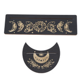2 Pieces Wooden Tarot Card Stand Holder Moon Shape and Rectangle Wooden Tarot Card Display Stand Base Black Type A - Low Angle