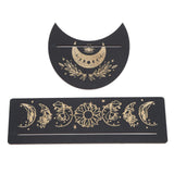 2 Pieces Wooden Tarot Card Stand Holder Moon Shape and Rectangle Wooden Tarot Card Display Stand Base Black Type A - Extra Image