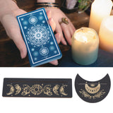 2 Pieces Wooden Tarot Card Stand Holder Moon Shape and Rectangle Wooden Tarot Card Display Stand Base Black Type A - Extra Image
