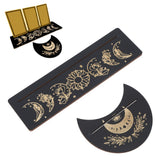 2 Pieces Wooden Tarot Card Stand Holder Moon Shape and Rectangle Wooden Tarot Card Display Stand Base Black Type A - Extra Image