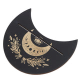 2 Pieces Wooden Tarot Card Stand Holder Moon Shape and Rectangle Wooden Tarot Card Display Stand Base Black Type A - Extra Image