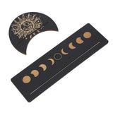 2 Pieces Wooden Tarot Card Stand Holder Moon Shape and Rectangle Wooden Tarot Card Display Stand Base Black Type B