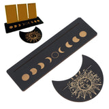 2 Pieces Wooden Tarot Card Stand Holder Moon Shape and Rectangle Wooden Tarot Card Display Stand Base Black Type B - Extra Image