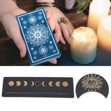 2 Pieces Wooden Tarot Card Stand Holder Moon Shape and Rectangle Wooden Tarot Card Display Stand Base Black Type B