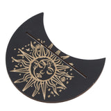 2 Pieces Wooden Tarot Card Stand Holder Moon Shape and Rectangle Wooden Tarot Card Display Stand Base Black Type B - Extra Image