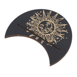 2 Pieces Wooden Tarot Card Stand Holder Moon Shape and Rectangle Wooden Tarot Card Display Stand Base Black Type B - Extra Image