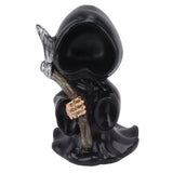 Grim Reaper Sculpture Resin Gothic Desktop Statue Figurine Decoration with Sickle for Halloween Party Stand - Top-Down View