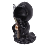 Grim Reaper Sculpture Resin Gothic Desktop Statue Figurine Decoration with Sickle for Halloween Party Stand