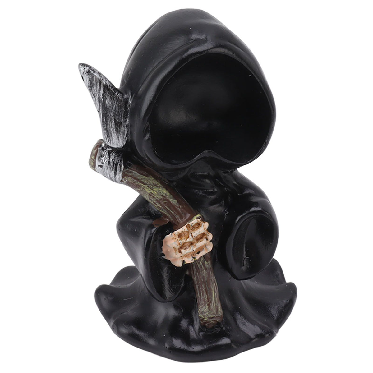 Grim Reaper Sculpture Resin Gothic Desktop Statue Figurine Decoration with Sickle for Halloween Party Stand