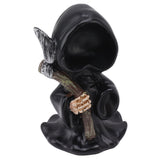 Grim Reaper Sculpture Resin Gothic Desktop Statue Figurine Decoration with Sickle for Halloween Party Stand
