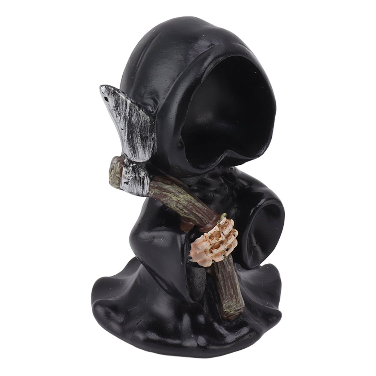Grim Reaper Sculpture Resin Gothic Desktop Statue Figurine Decoration with Sickle for Halloween Party Stand