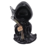 Grim Reaper Sculpture Resin Gothic Desktop Statue Figurine Decoration with Sickle for Halloween Party Stand