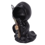 Grim Reaper Sculpture Resin Gothic Desktop Statue Figurine Decoration with Sickle for Halloween Party Stand