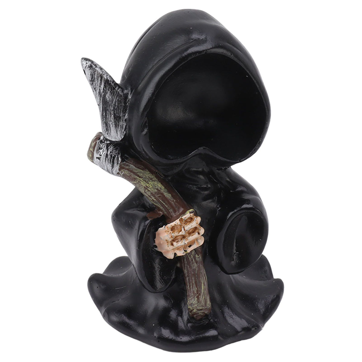 Grim Reaper Sculpture Resin Gothic Desktop Statue Figurine Decoration with Sickle for Halloween Party Stand