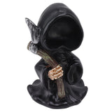 Grim Reaper Sculpture Resin Gothic Desktop Statue Figurine Decoration with Sickle for Halloween Party Stand