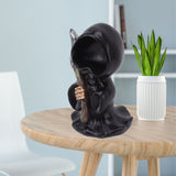 Grim Reaper Sculpture Resin Gothic Desktop Statue Figurine Decoration with Sickle for Halloween Party Stand - Extra Image