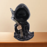Grim Reaper Sculpture Resin Gothic Desktop Statue Figurine Decoration with Sickle for Halloween Party Stand - Extra Image