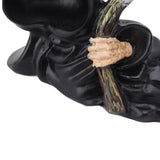 Grim Reaper Sculpture Resin Gothic Desktop Statue Figurine Decoration with Sickle for Halloween Party Lie Down