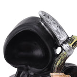 Grim Reaper Sculpture Resin Gothic Desktop Statue Figurine Decoration with Sickle for Halloween Party Lie Down - Front View