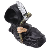 Grim Reaper Sculpture Resin Gothic Desktop Statue Figurine Decoration with Sickle for Halloween Party Lie Down - Rear View