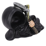 Grim Reaper Sculpture Resin Gothic Desktop Statue Figurine Decoration with Sickle for Halloween Party Lie Down - Low Angle