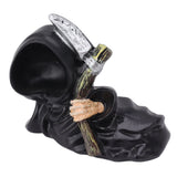 Grim Reaper Sculpture Resin Gothic Desktop Statue Figurine Decoration with Sickle for Halloween Party Lie Down - Extra Image