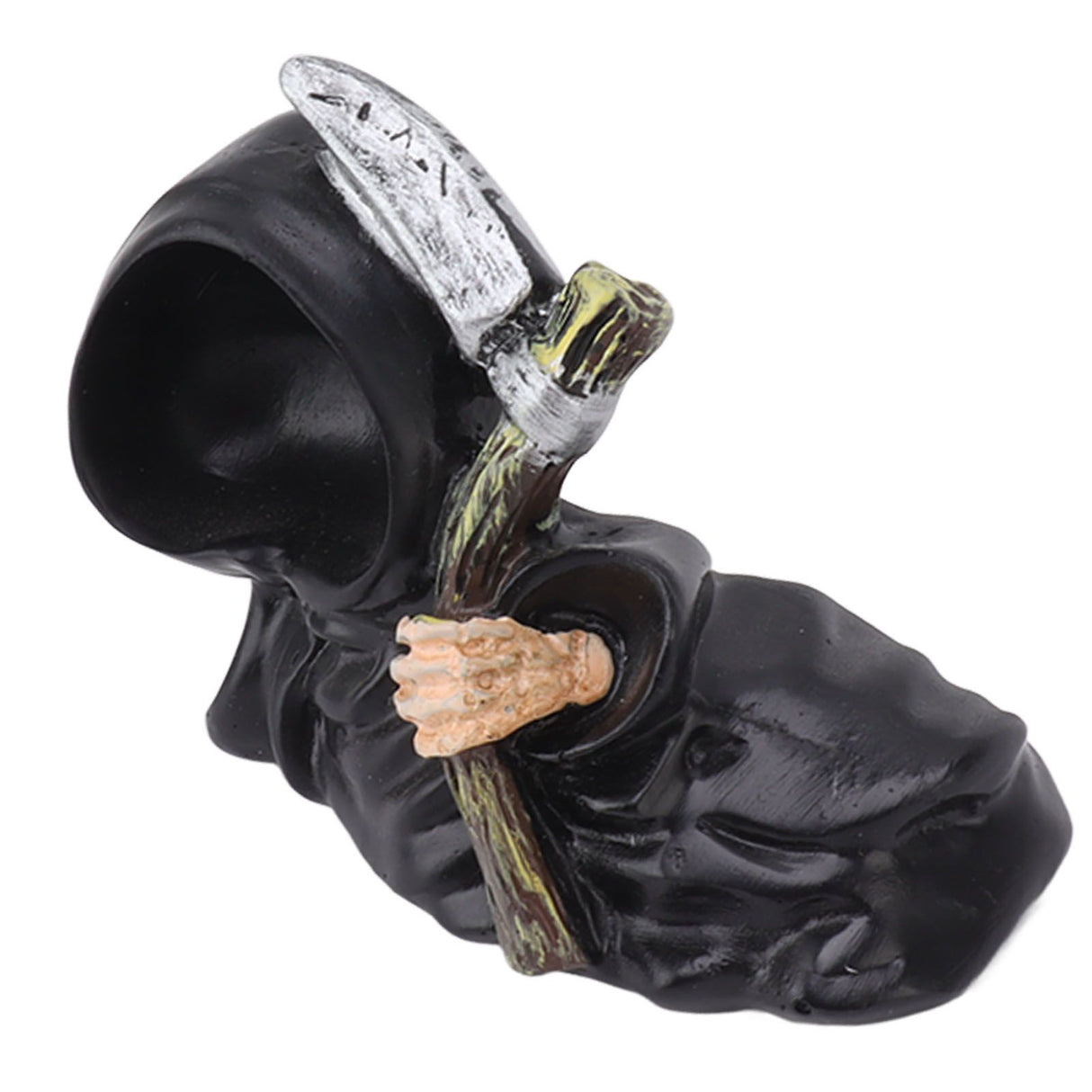 Grim Reaper Sculpture Resin Gothic Desktop Statue Figurine Decoration with Sickle for Halloween Party Lie Down