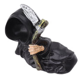 Grim Reaper Sculpture Resin Gothic Desktop Statue Figurine Decoration with Sickle for Halloween Party Lie Down - Extra Image