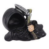 Grim Reaper Sculpture Resin Gothic Desktop Statue Figurine Decoration with Sickle for Halloween Party Lie Down