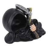 Grim Reaper Sculpture Resin Gothic Desktop Statue Figurine Decoration with Sickle for Halloween Party Lie Down - Extra Image