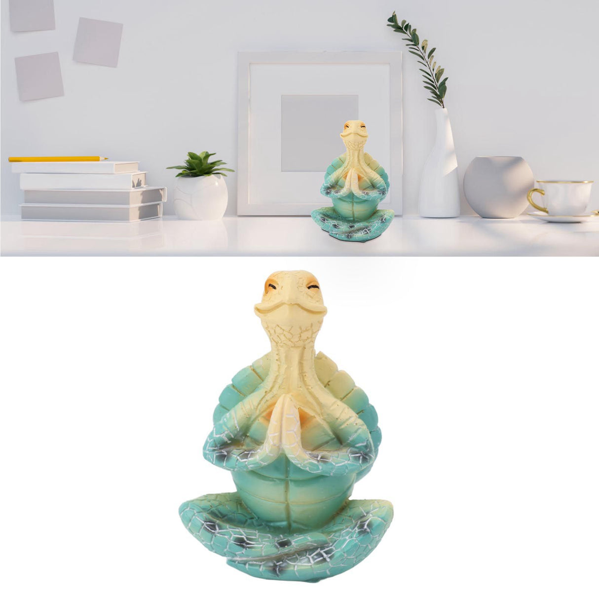 Sea Turtle Yoga Figurine Decoration Summer Meditating Decor Spring Garden Resin Handicraft