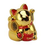 5.5in Electric Waving Arm Fortune Cat Decorative Cute Plastic Cat Ornaments for Cashier Desk MLY11020-4 Gold - Front View