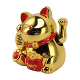 5.5in Electric Waving Arm Fortune Cat Decorative Cute Plastic Cat Ornaments for Cashier Desk MLY11020-4 Gold - Side View