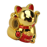 5.5in Electric Waving Arm Fortune Cat Decorative Cute Plastic Cat Ornaments for Cashier Desk MLY11020-4 Gold - Close-Up Angle
