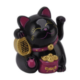 5.5in Electric Waving Arm Fortune Cat Decorative Cute Plastic Cat Ornaments for Cashier Desk MLY11020-5 Black
