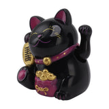 5.5in Electric Waving Arm Fortune Cat Decorative Cute Plastic Cat Ornaments for Cashier Desk MLY11020-5 Black - Side View